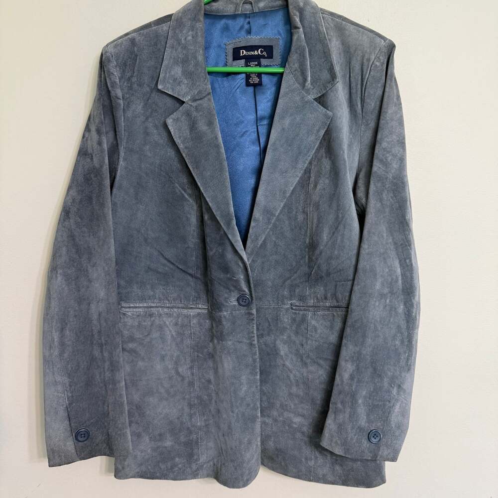 Denim And Company Large‎ Lined Leather Jacket
